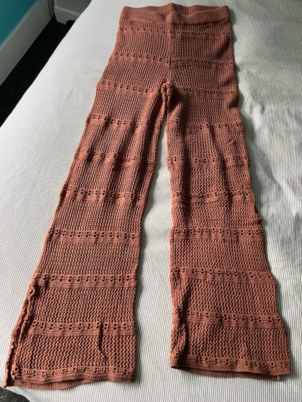 Blood Orange Tularosa Crochet Knit Wide Leg Pants - Size M